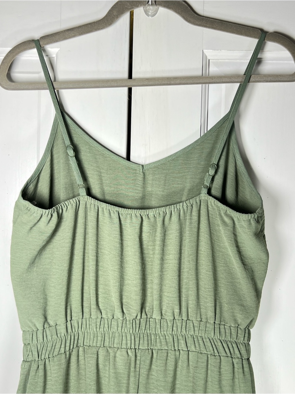 Inspired Heart Cargo Pockets Jumpsuit Elastic Waist Sage Green Sz S - Picture 5 of 8